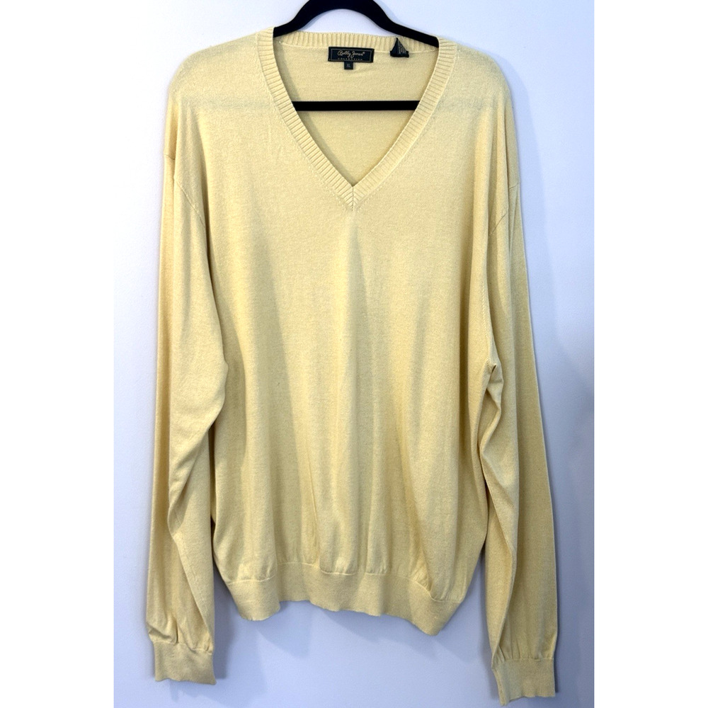 BOBBY JONES Collection Men's XL Lightweight V-Neck Silk Cashmere Blend Yellow